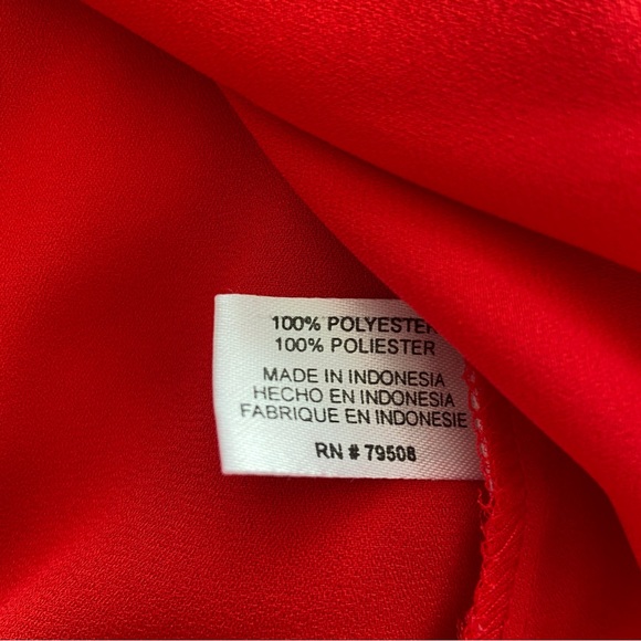 VIOLET & CLAIRE RED V NECK BLOUSE WITH YOKE AND BISHOP SLEEVES, LARGE - Picture 13 of 13